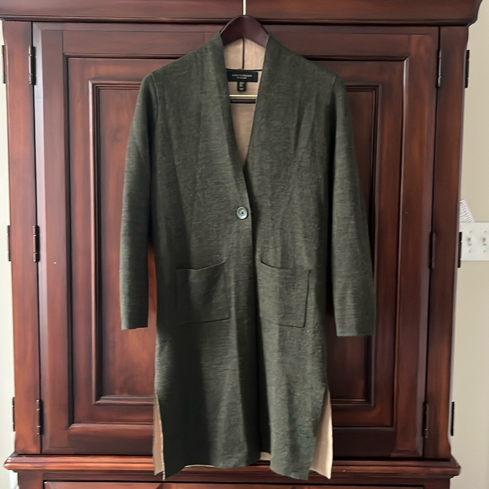 Olive green cardigan long sweater